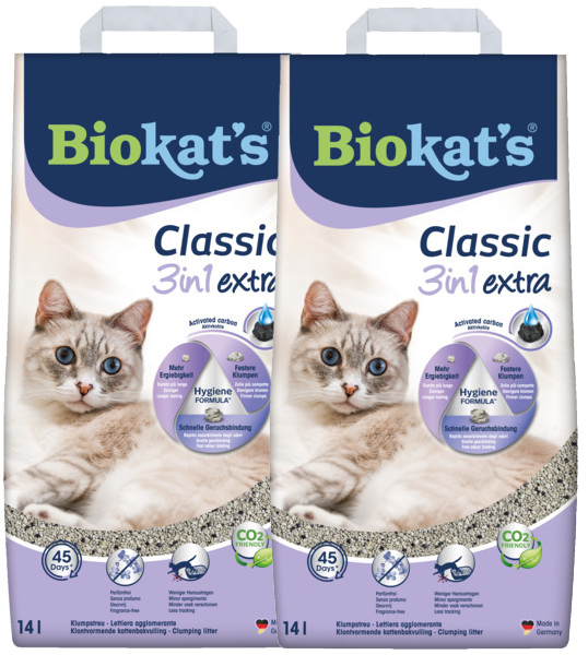 server Veraangenamen Vesting Biokat's Classic 3 in 1 kattengrit extra 2 x14 liter