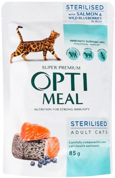 OptiMeal canned food with salmon and wild blueberries in jelly - Main Image